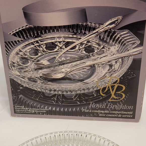 ROYAL BRIGHTON Crystal Glass Condiment Dish Serving Dish Serving Forks Vtg - Picture 3 of 8
